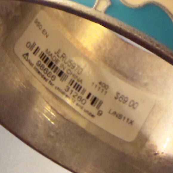 Lucky Brand Blue & Cream Enamel Metal Bangle Bracelet (NWT) - Picture 10 of 10